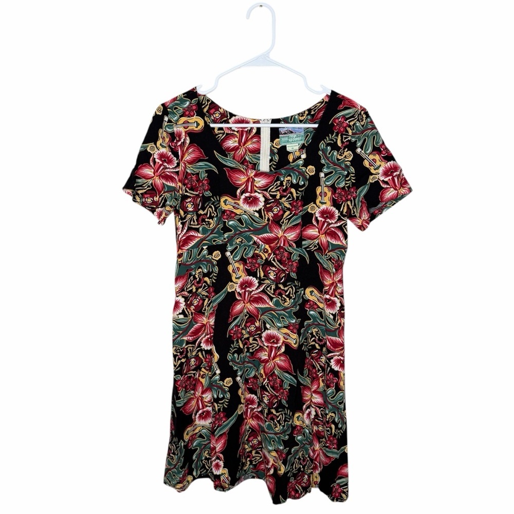 VIntage Reyn Spooner Mini Dress Women’s Size Small Hawaiian Luau Drums Ukulele
